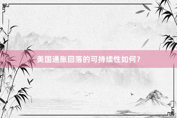 美国通胀回落的可持续性如何？